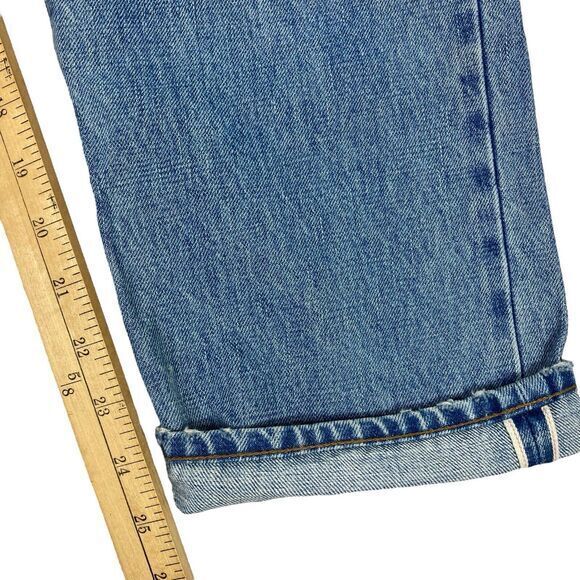Point Sur Jeans Womens 30 Blue Distressed High Waisted Cropped Leg Selvedge NEW - Picture 13 of 16